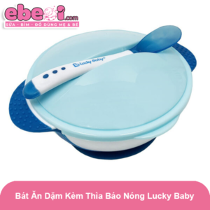 Bát ăn dặm kèm thìa báo nóng Lucky BaBy