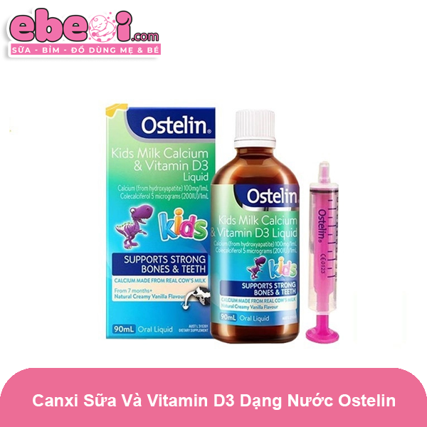 Canxi sữa và vitamin D3 dạng nước Ostelin Úc 7M+