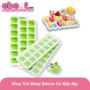 Khay silicon trữ đông thực phẩm có nắp đậy 14 ô | 25x9,8x2,5cm