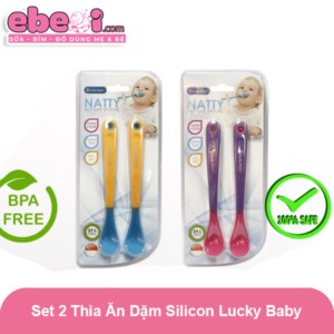 Set 2 thìa ăn dặm Silicon của Lucky Baby Singapore