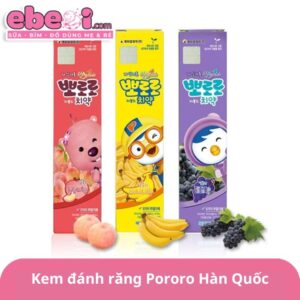 Kem đánh răng trẻ em Hàn Quốc Pororo 50g vị Nho, Chuối, Đào