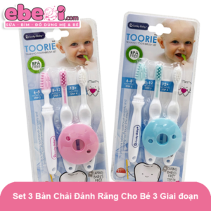 Set 3 bàn chải đánh răng cho bé 3 giai đoạn Lucky Baby