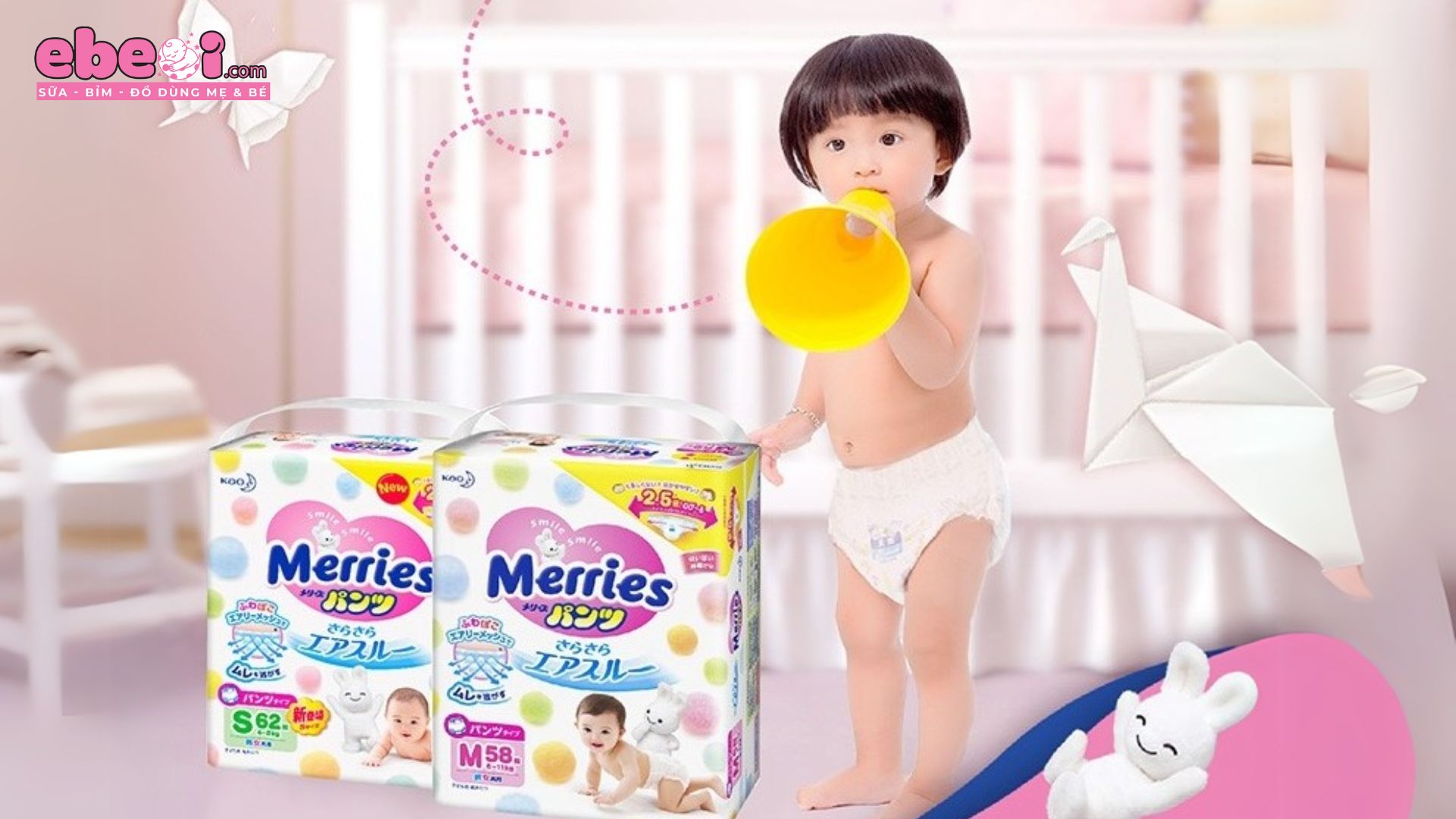 Bỉm Merries Newborn cho trẻ sơ sinh dưới 1 tháng tuổi