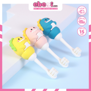 Bàn chải Polly Kid họa tiết vịt khủng long cho bé 1-10 tuổi