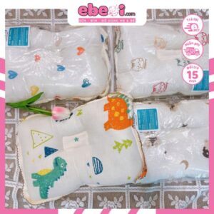 Gối xô cho trẻ sơ sinh Muslin Moony| Gỗi lõm chống méo đầu bé
