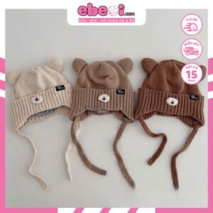 Mũ len cho bé 0-3 tuổi dày ấm thoáng khí tone: Be, Nâu nhạt, Nâu đậm