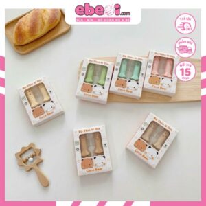 Set thìa dĩa CoCoBear cho bé ăn dặm họa tiết dễ thương