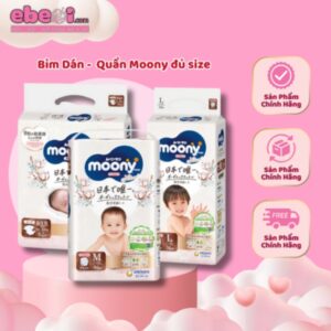 Tã bỉm dán quần Moony Natural S58/M46/L38/ M46/L36/Xl32