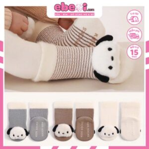 Tất vớ cao cổ len gân hình Cún con đáng yêu cho bé
