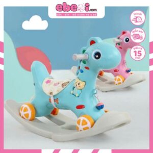 Xe ngựa bập bênh cho bé yêu, chòi chân 2IN1 có nhạc