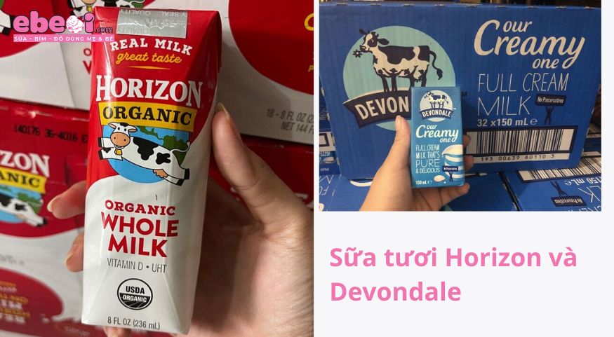 Sữa tươi Horizon và Devondale