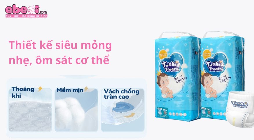 Review chi tiết bỉm Tushie Treats có tốt không